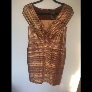 Bronze pleated mini dress